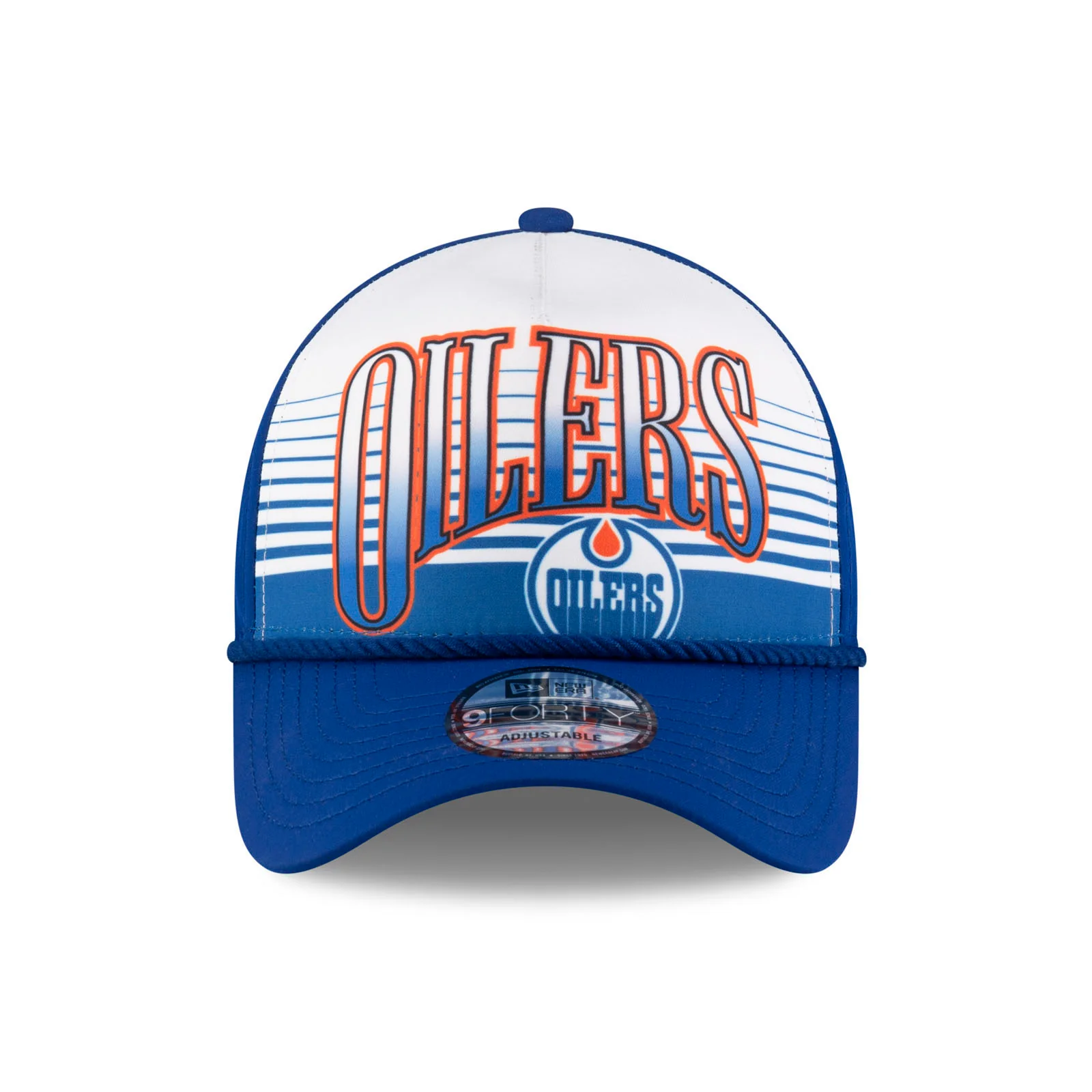 Edmonton Oilers New Era Navy & White Gradient Throwback 9FORTY A-Frame Adjustable Hat - Image 3