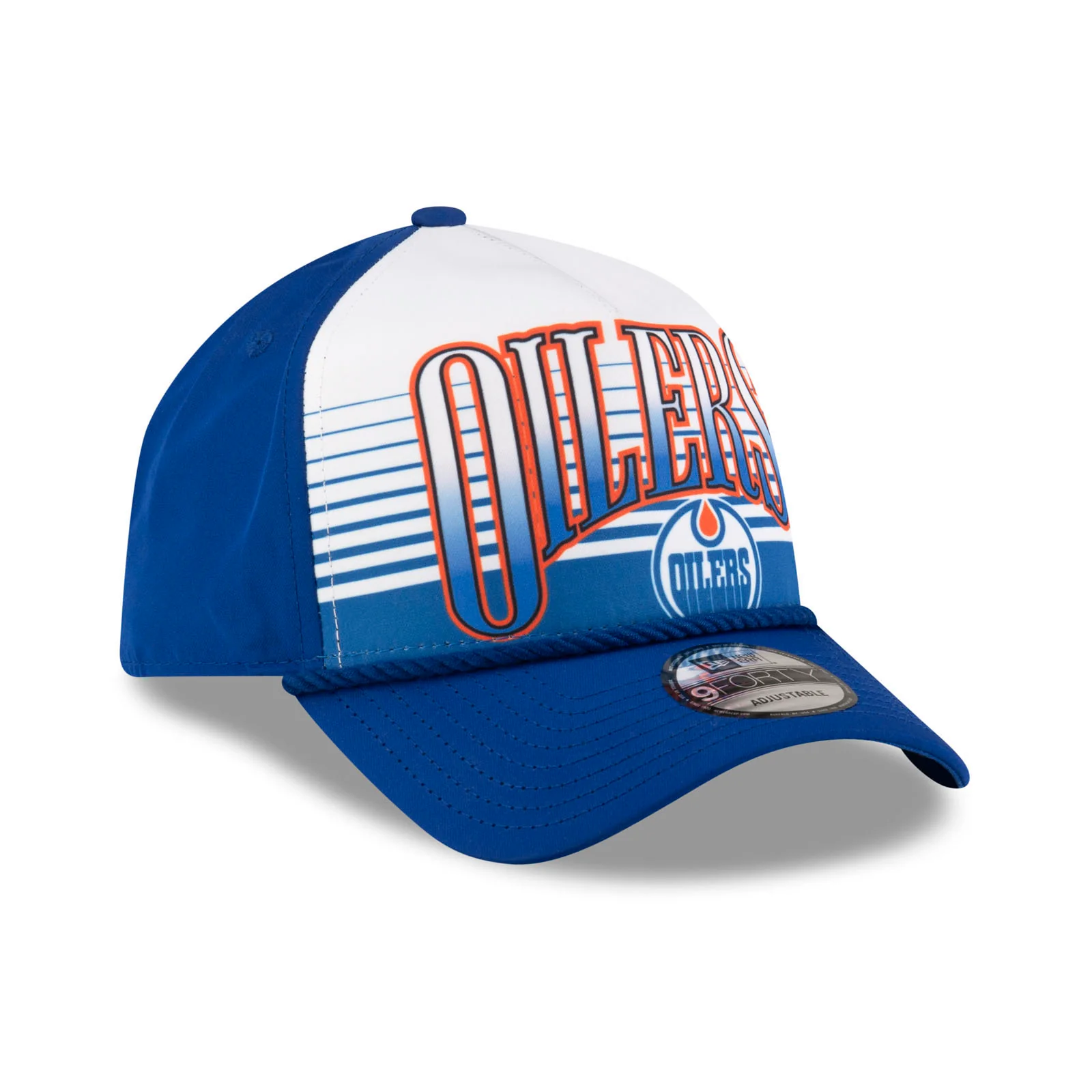 Edmonton Oilers New Era Navy & White Gradient Throwback 9FORTY A-Frame Adjustable Hat - Image 4