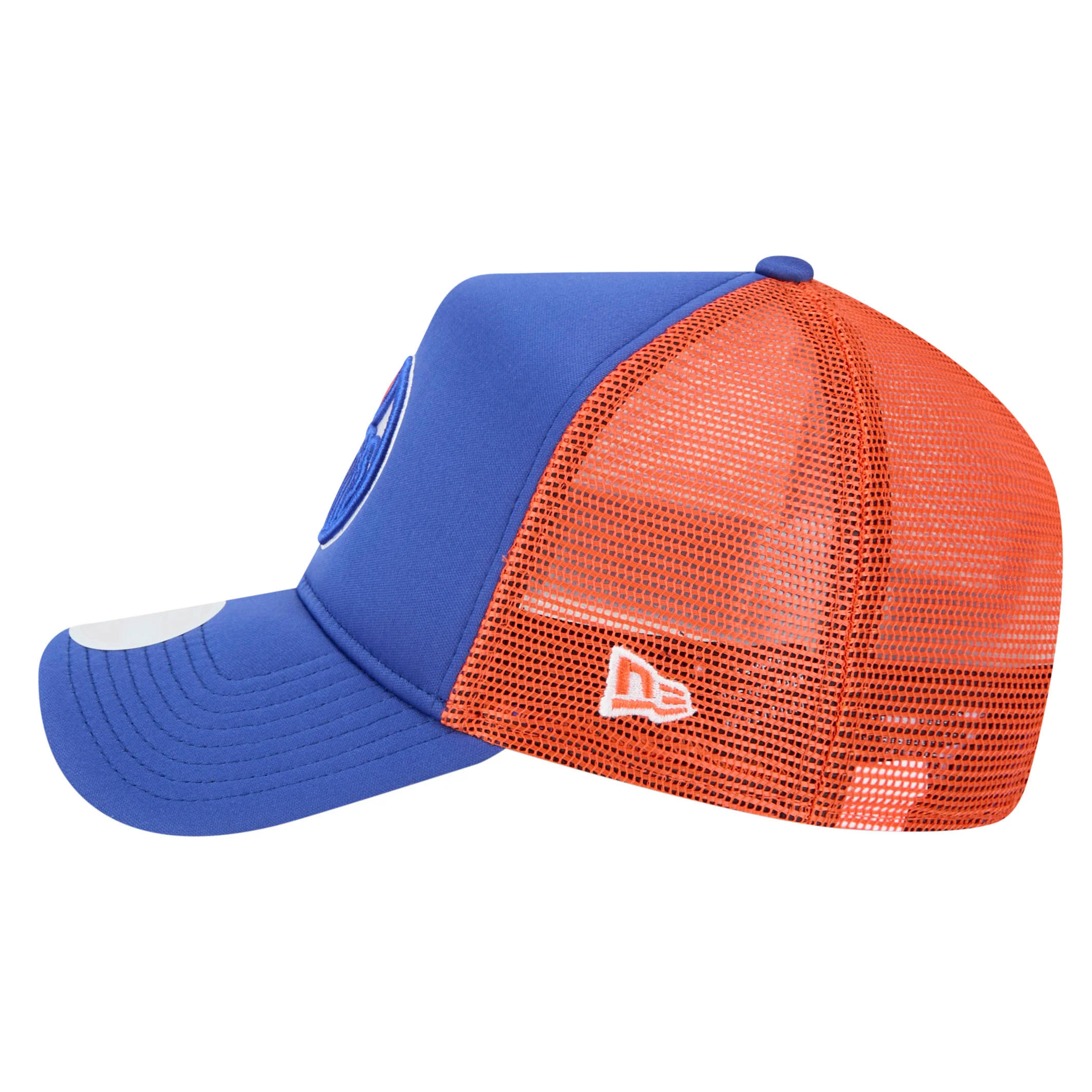 Edmonton Oilers Women's New Era Blue & Orange Mesh Throwback 9FORTY A-Frame Trucker Adjustable Hat - Image 3