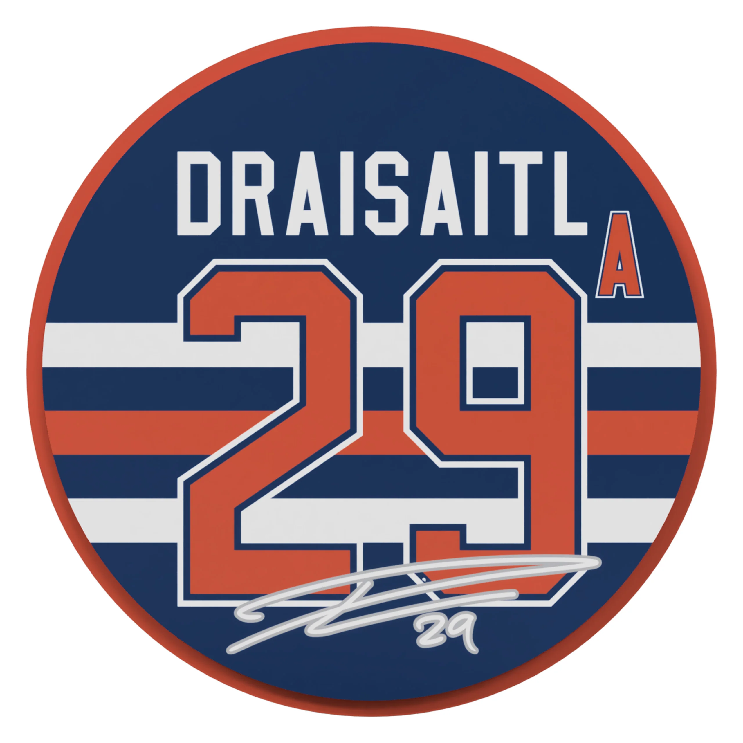 Leon Draisaitl Edmonton Oilers Orange Name & Number Fan Chain Necklace - Image 3